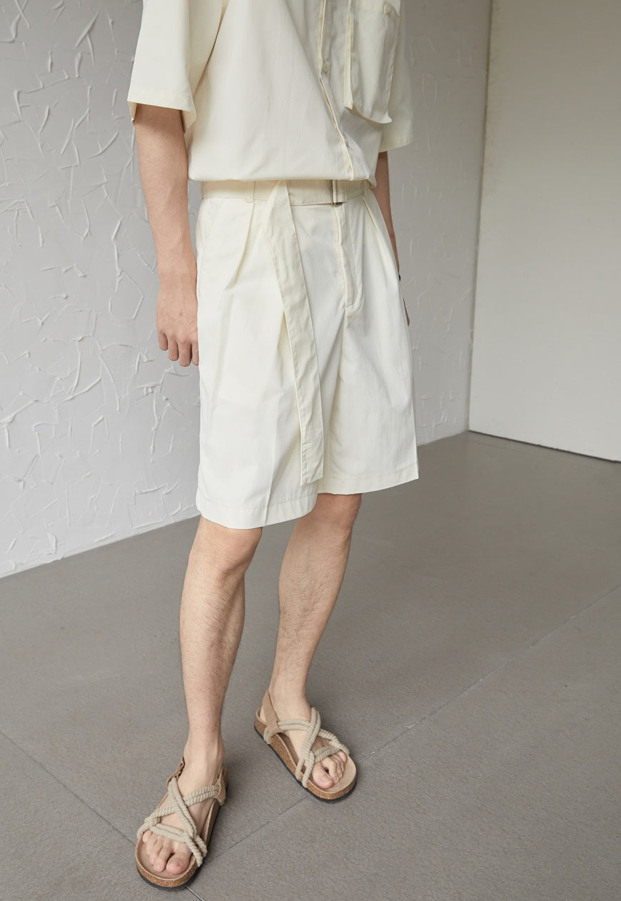UZIP DESIGE Menâ€™s suit belted shorts