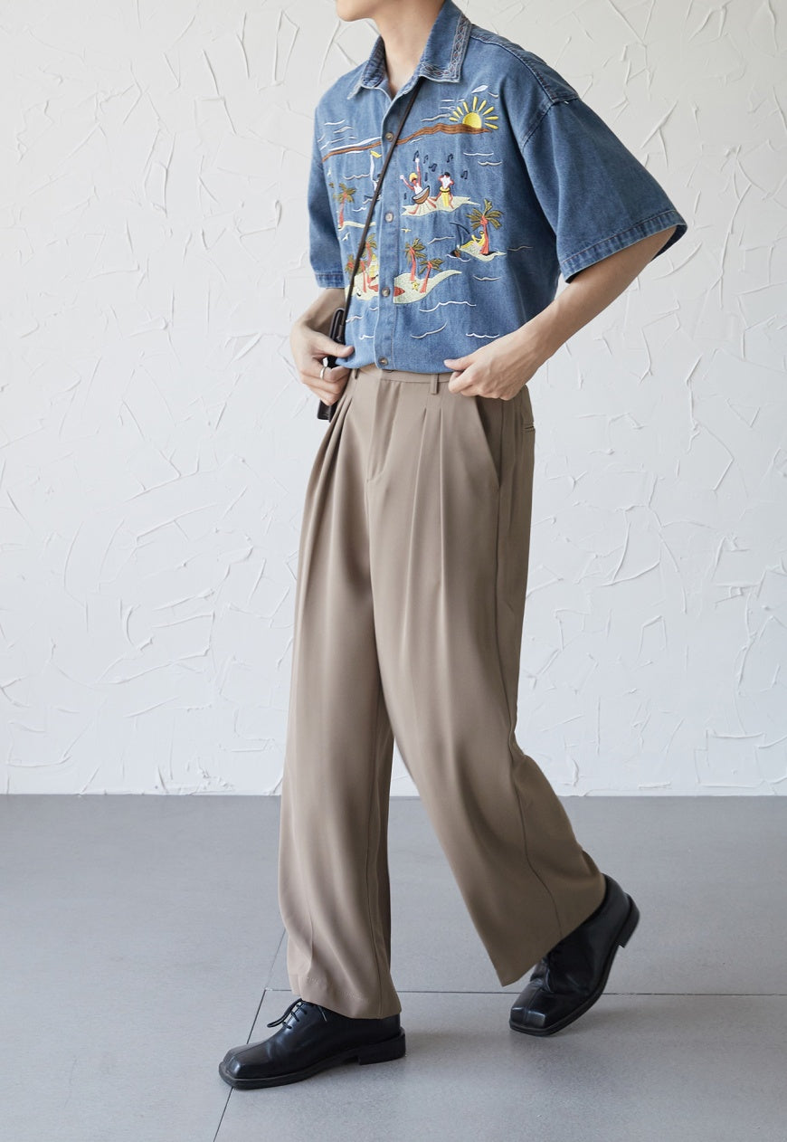 UZIP DESIGE Menâ€™s retro loose trousers