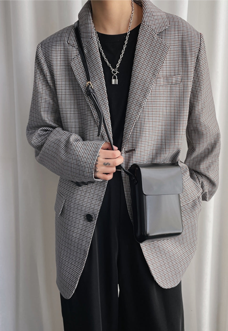 UZIP DESIGN Men's Leather vertical small square bag