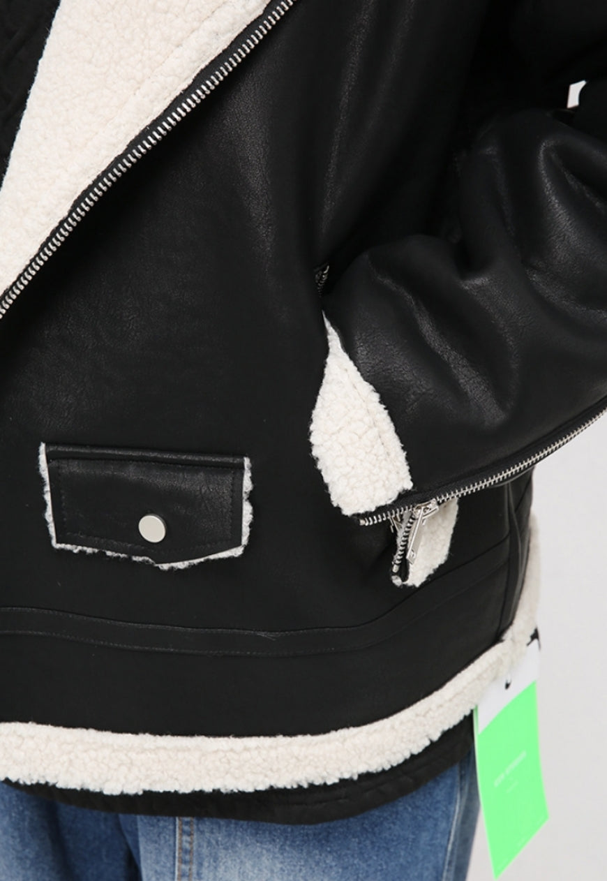 Men's PU Leather Warm Vintage Outer Jacket