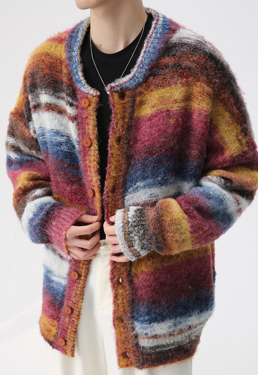 Men's Striped Rainbow Knit Jacket