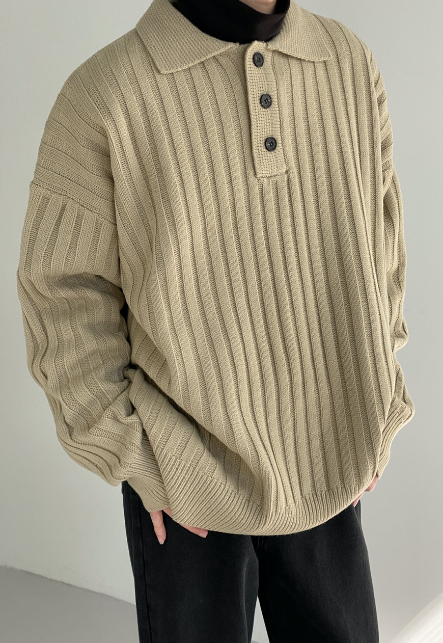 UZIP DESIGN Men's POLO Collar Needle Sweater