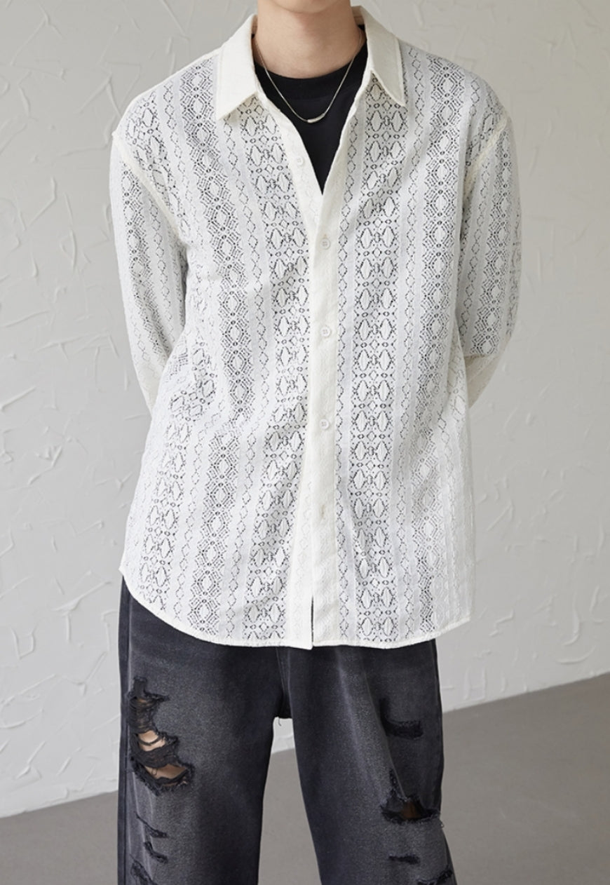 UZIP DESIGN Men's color cutout pattern shirt