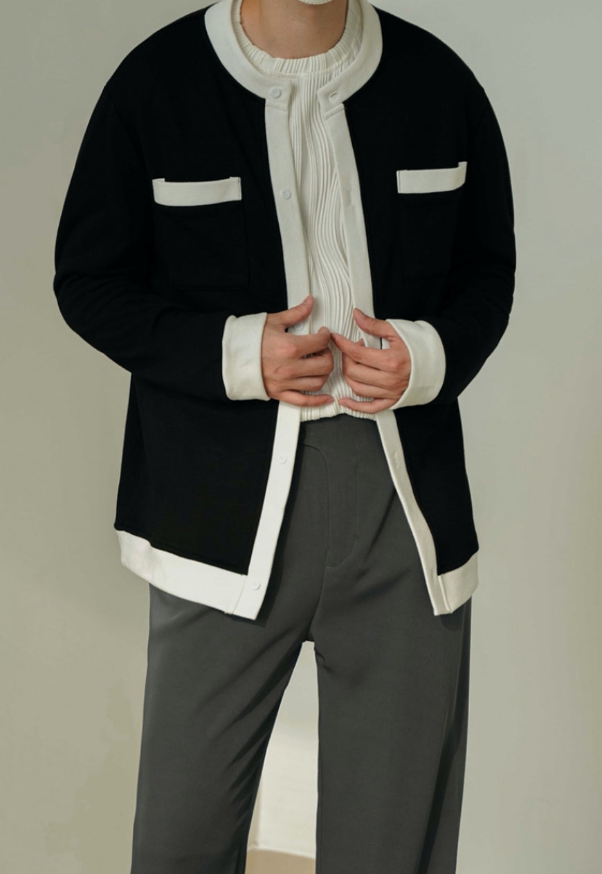 Men's Contrasting retro cardigan sweater
