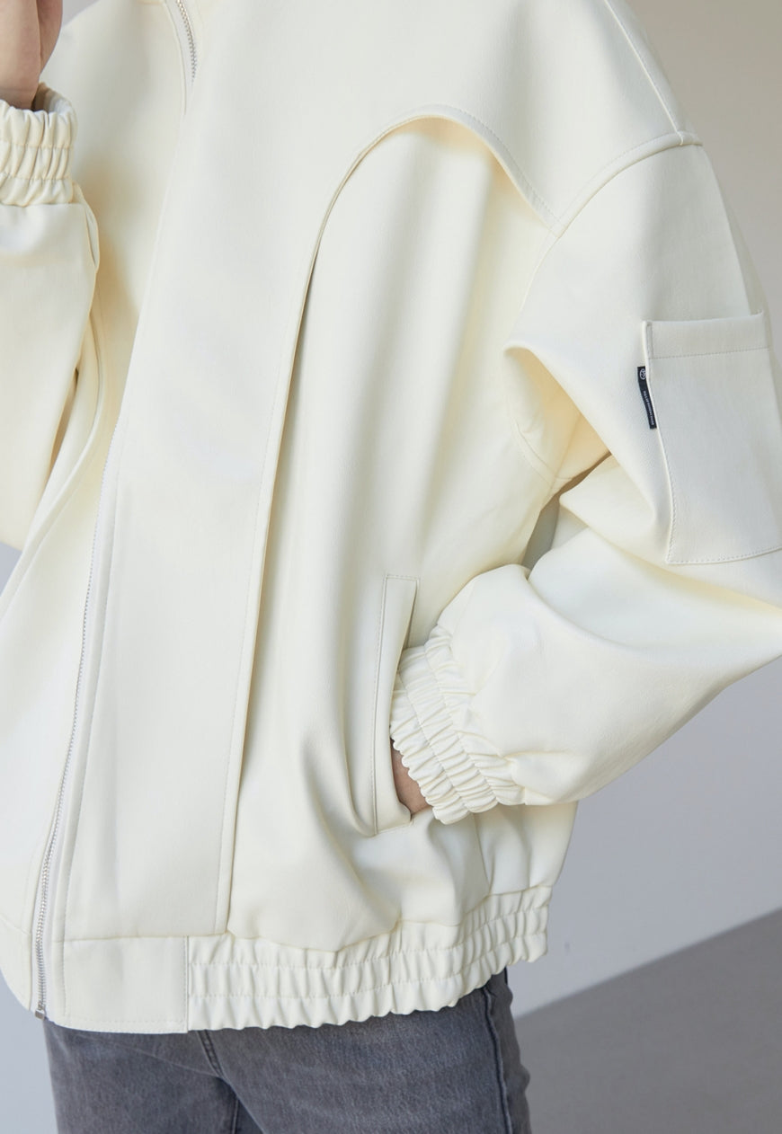 Men's Textured design leather jacket
