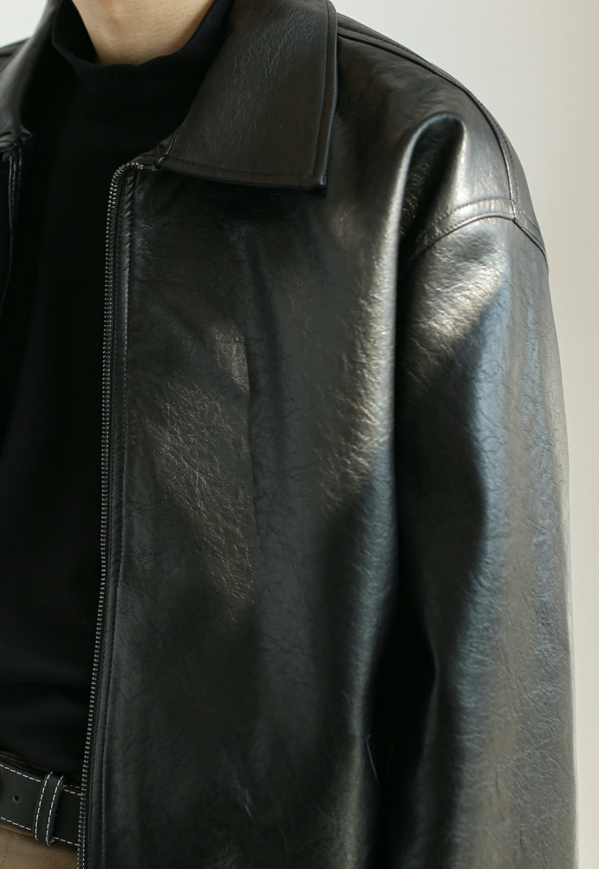 【Sale】Men's vintage leather jacket