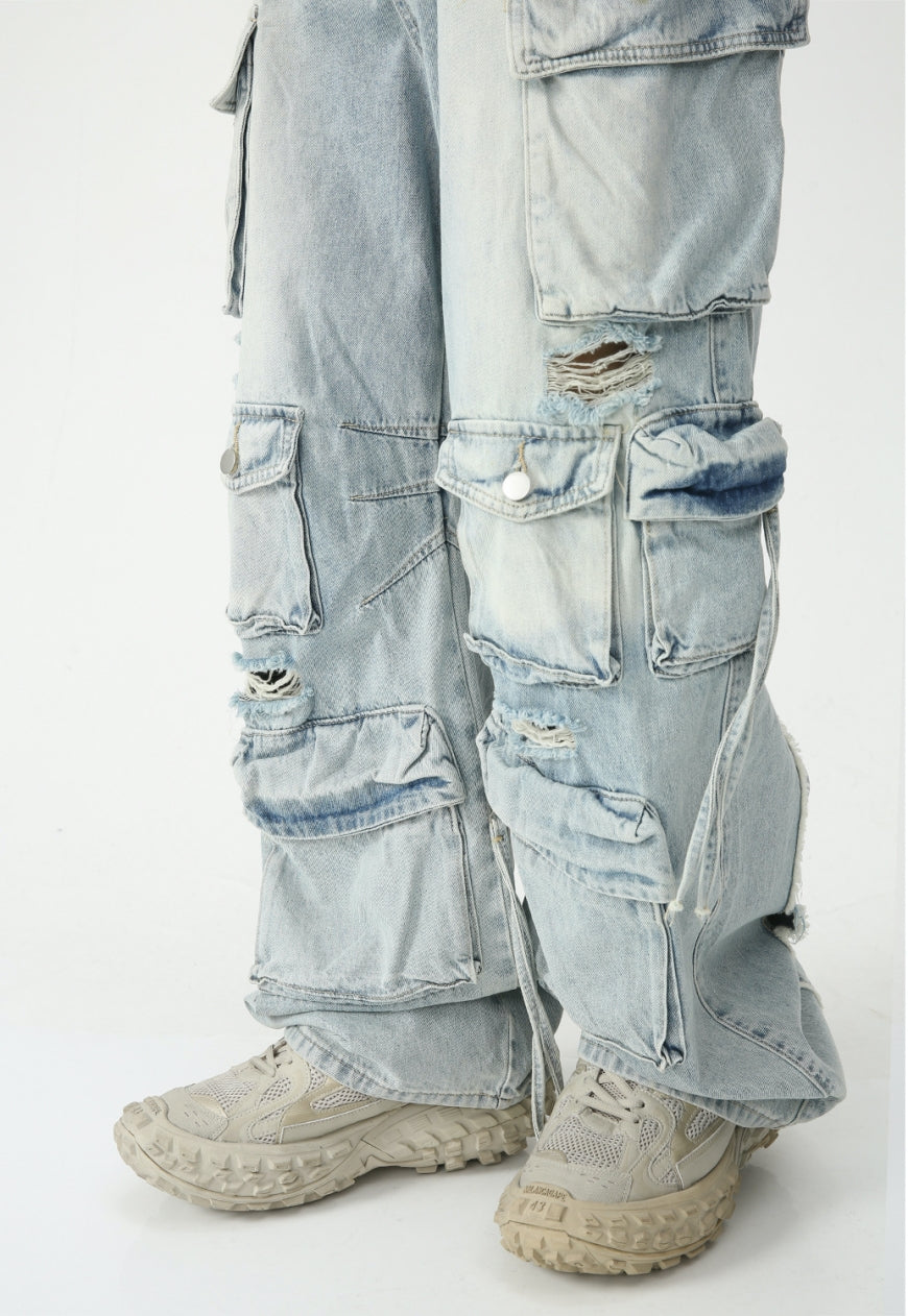 Men's Pocket Destroyed Cargo Jeans