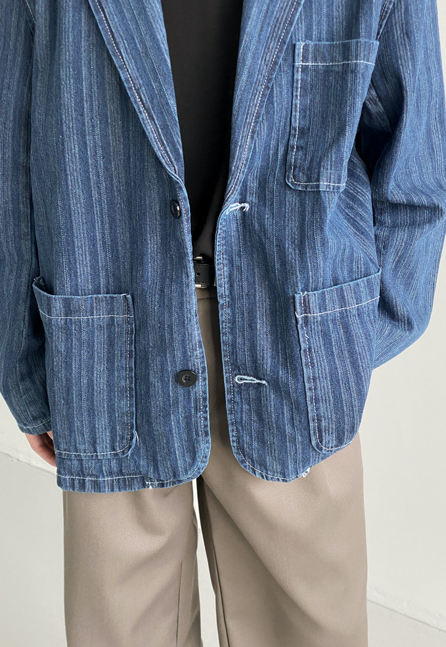 UZIP DESIGN Men's striped denim jacket