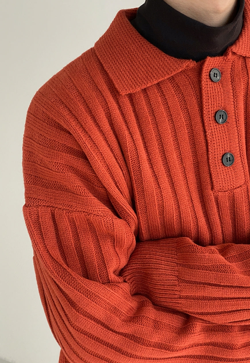UZIP DESIGN Men's POLO Collar Needle Sweater
