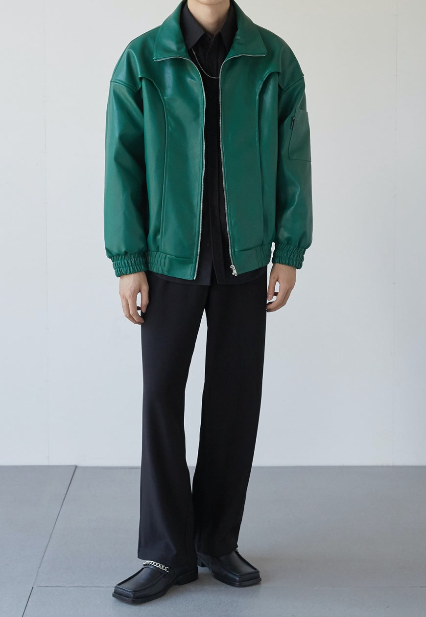 Men's Textured design leather jacket