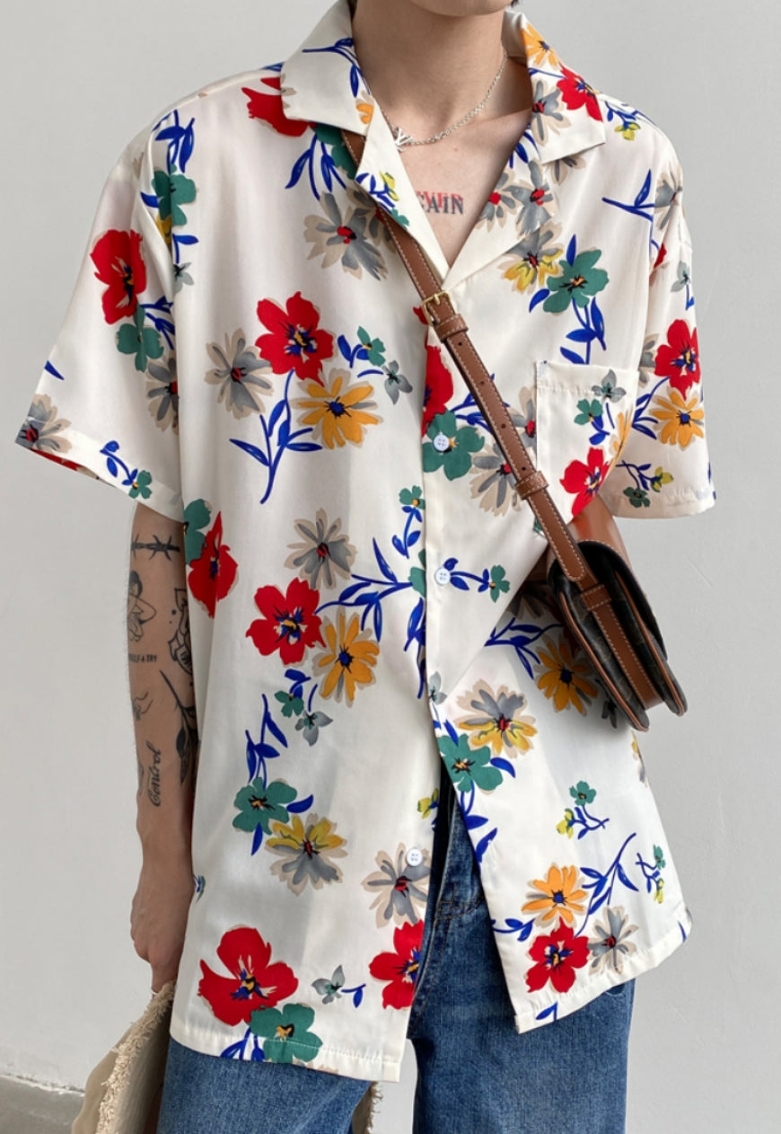 Men's Color pattern short-sleeved shirt