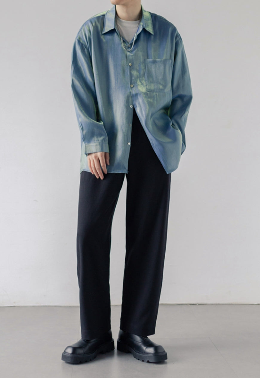 Men's Silky satin gradient shirt