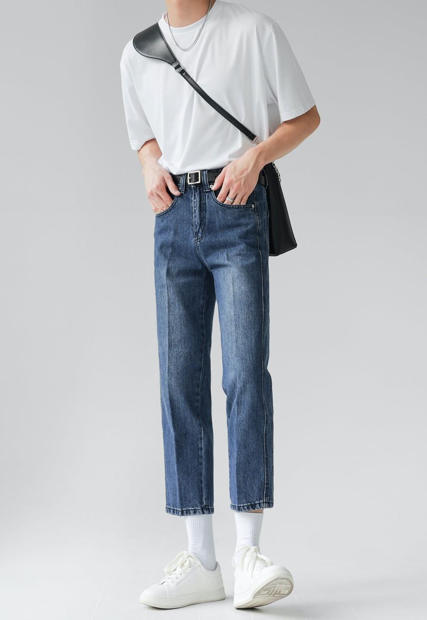 UZIP DESIGN Men's vintage solid color jeans