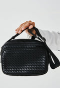 Men's hand-woven textured messenger bag