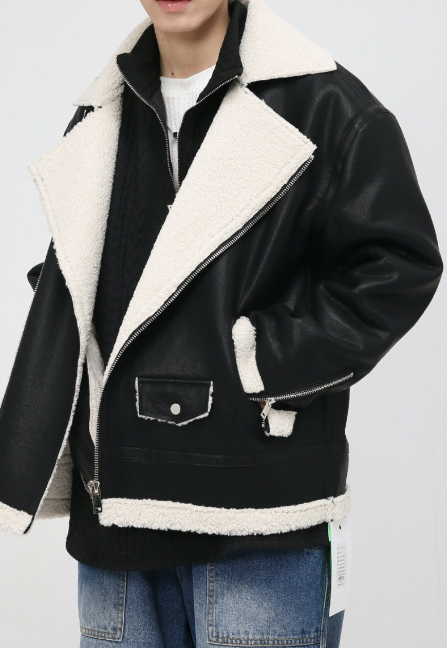 Men's PU Leather Warm Vintage Outer Jacket