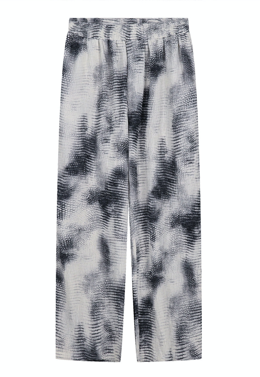 UZIP DESIGN Unisex tie-dye pleated slit trousers