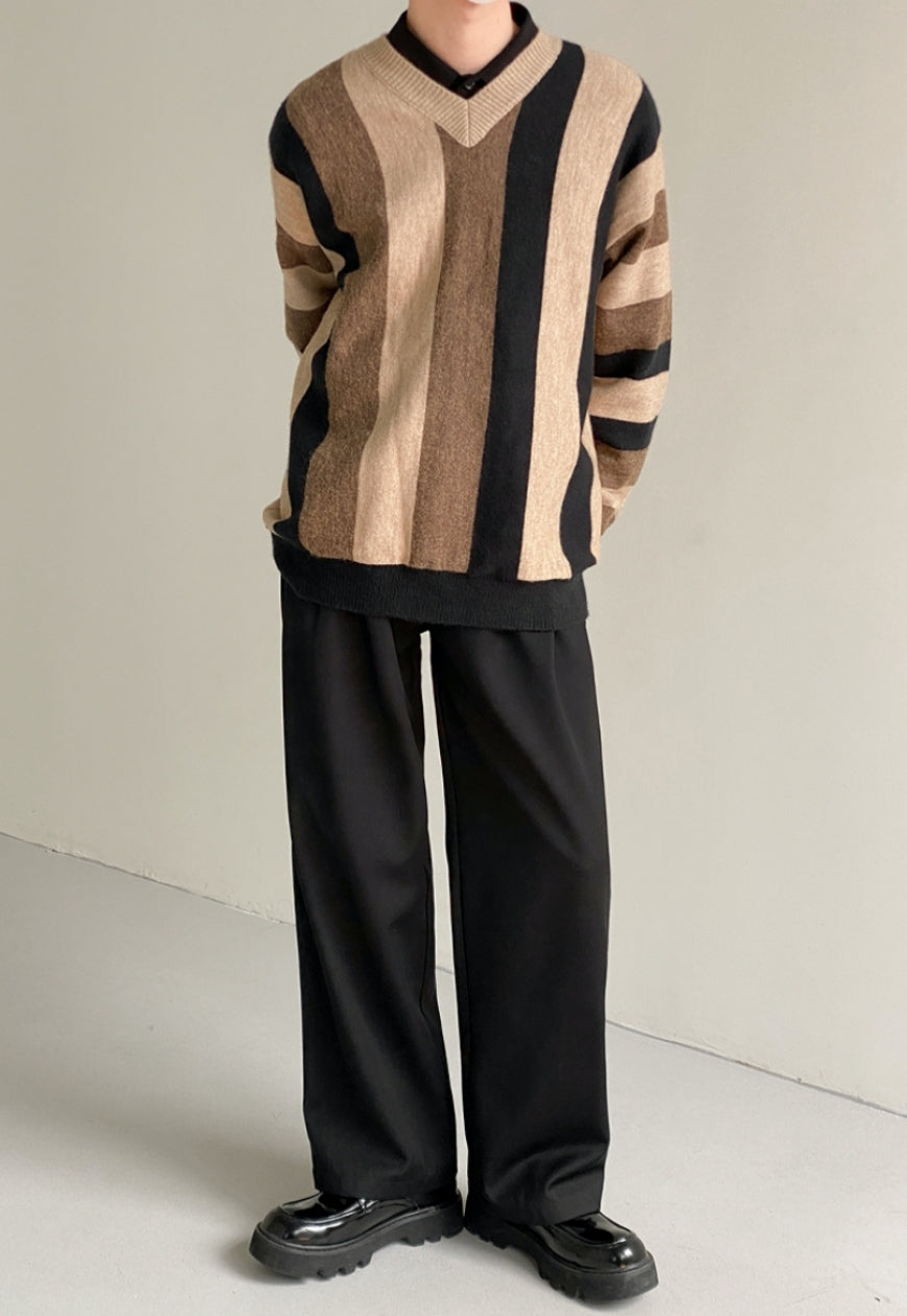 UZIP DESIGN Men's Retro striped sweater