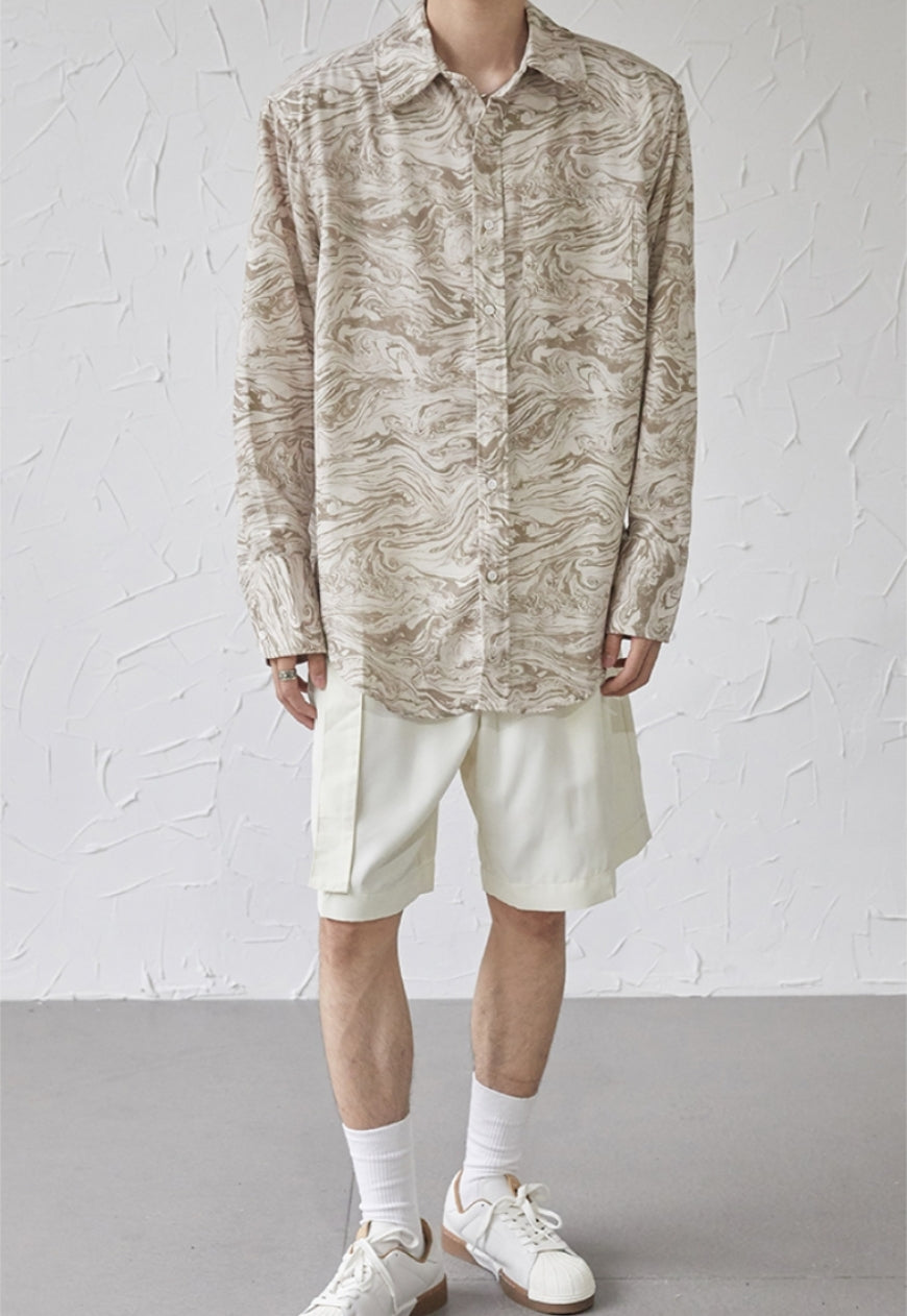 UZIP DESIGN Men's Marbled Shoulder Padded Shirt