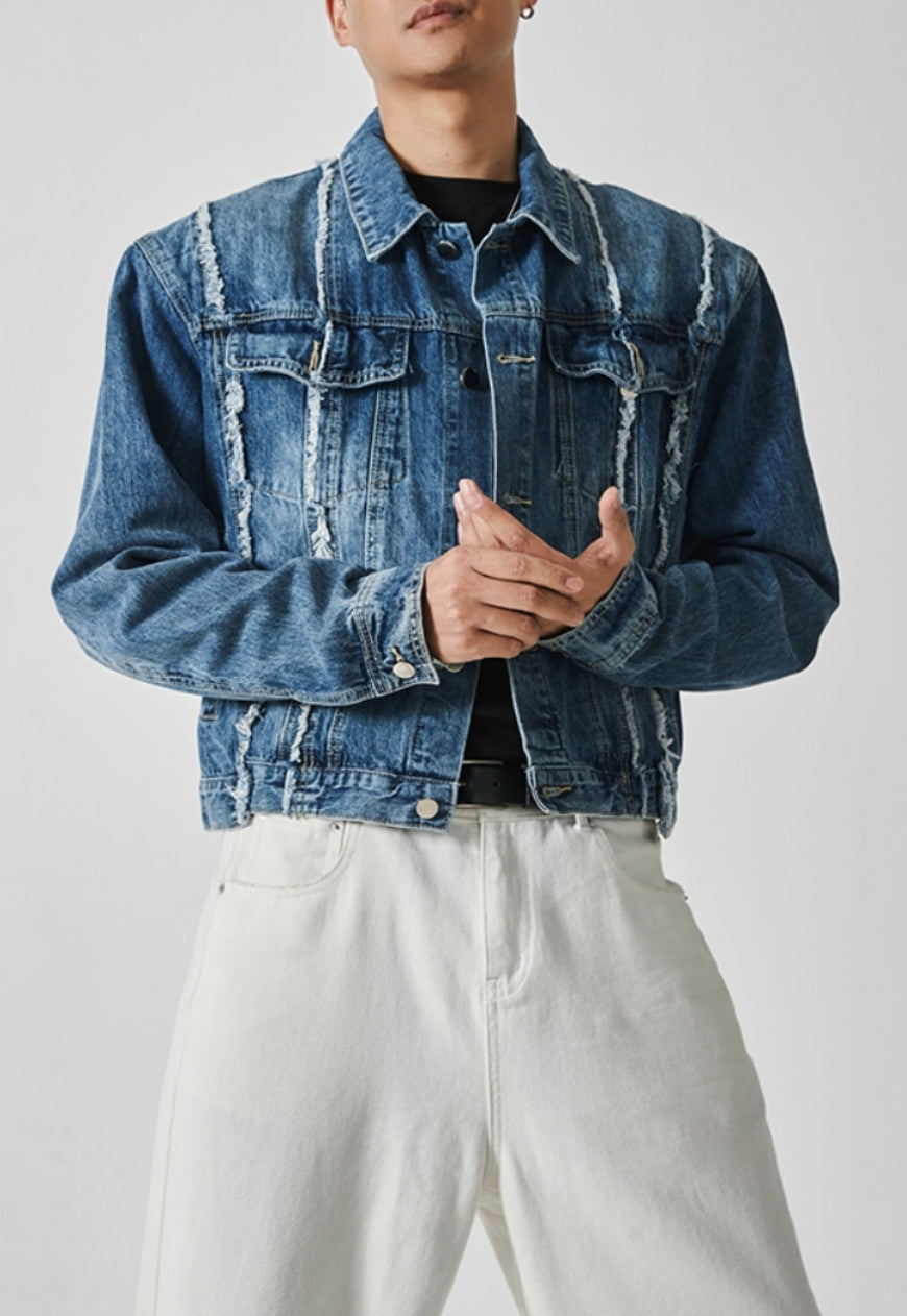 Men's Statement fringe design denim jacket