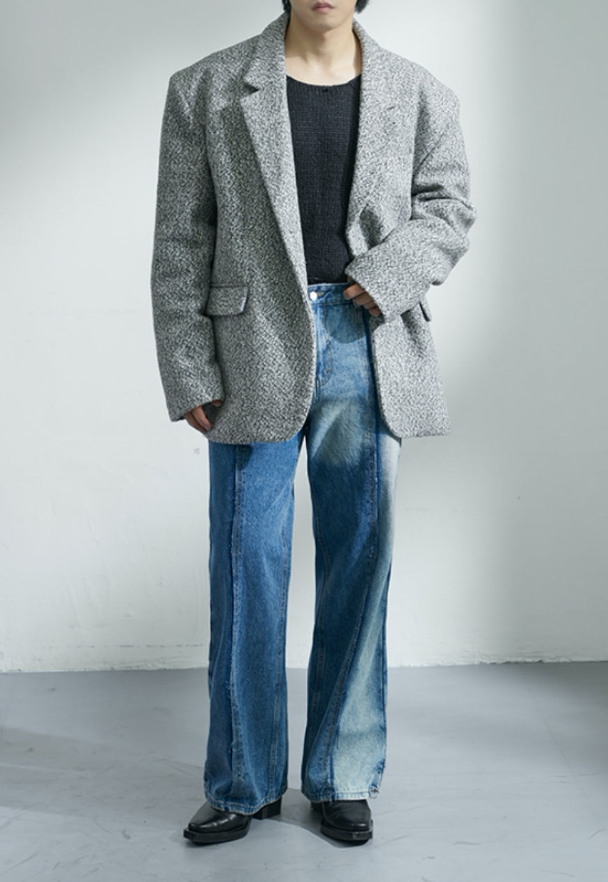 Men's Oversized Twill Texture Suit Jacket
