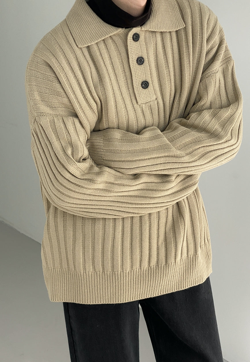 UZIP DESIGN Men's POLO Collar Needle Sweater