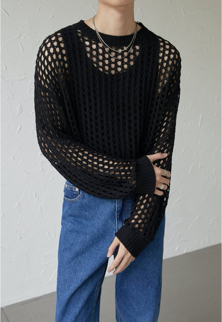 UZIP DESIGN Men's Design cutout long-sleeve top