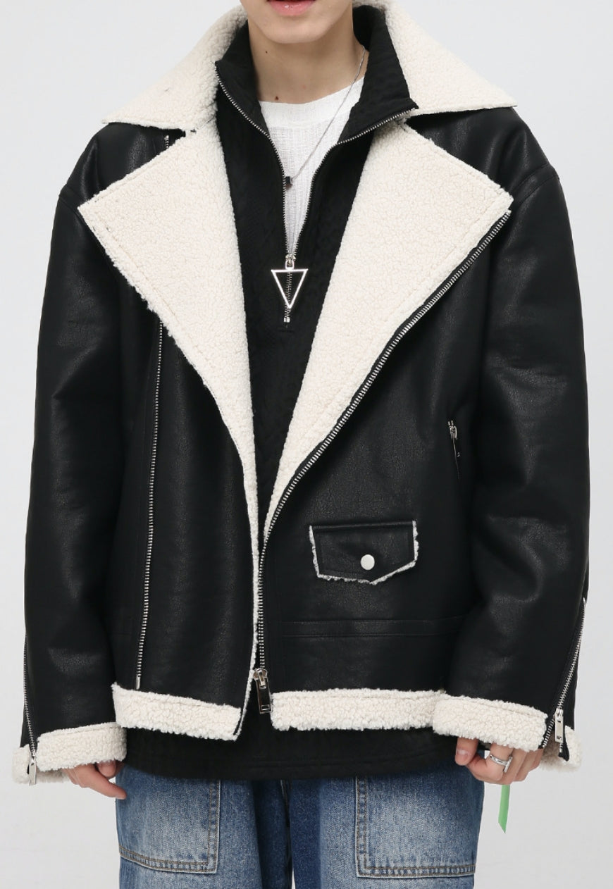 Men's PU Leather Warm Vintage Outer Jacket