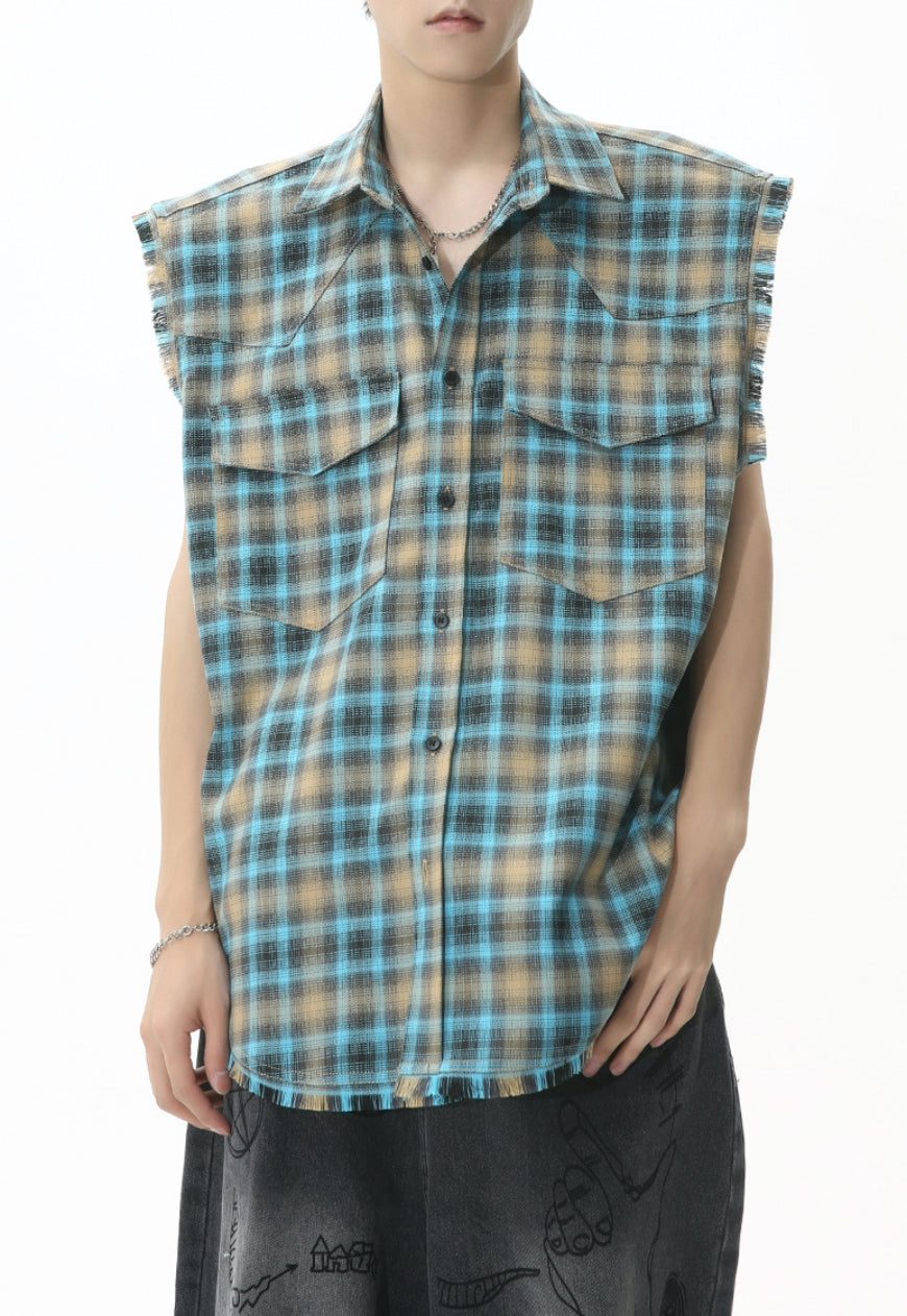 Men's Vintage Vest Check Shirt