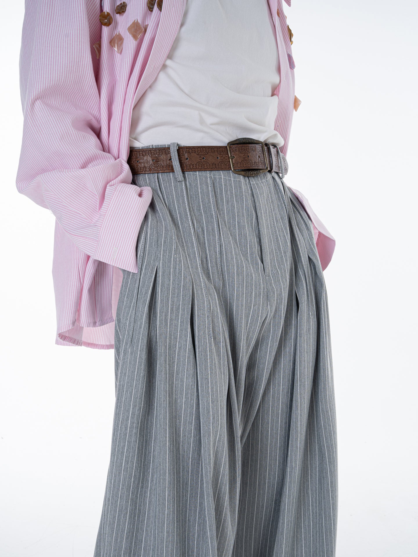 Men's Premium pleated striped trousers
