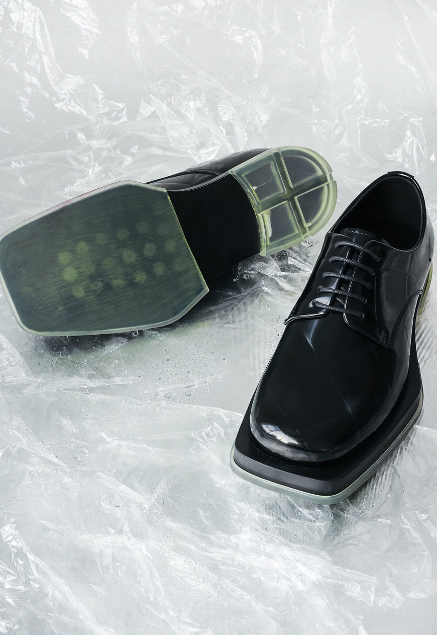 UZIP DESIGN Men's Shiny diamond irregular design leather shoes