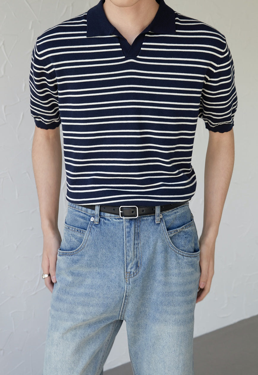 UZIP DESIGE Men's striped polo shirt