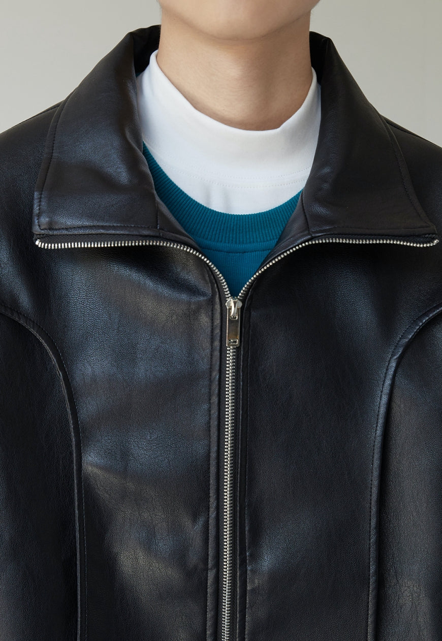 Men's Textured design leather jacket