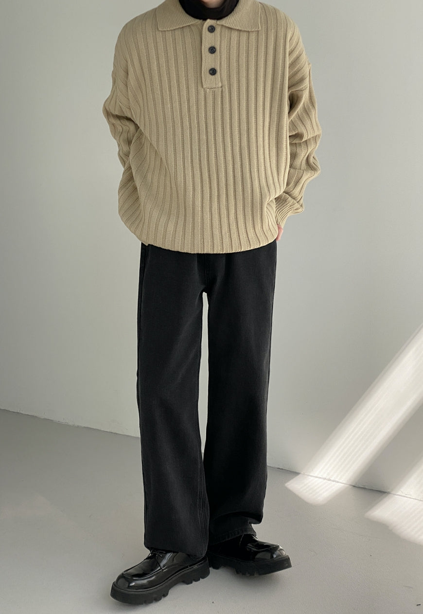 UZIP DESIGN Men's POLO Collar Needle Sweater