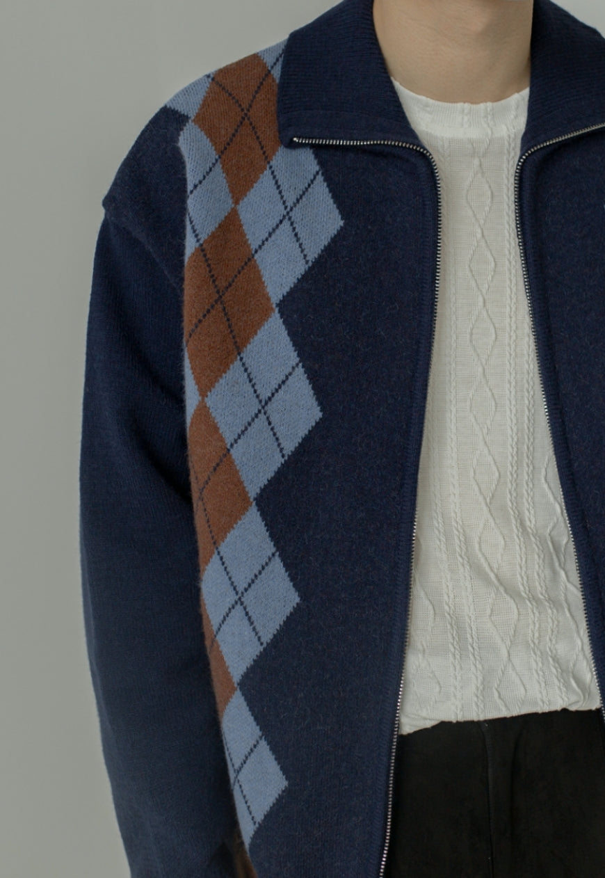 UZIP DESIGN Men's Vintage Diamond Cardigan