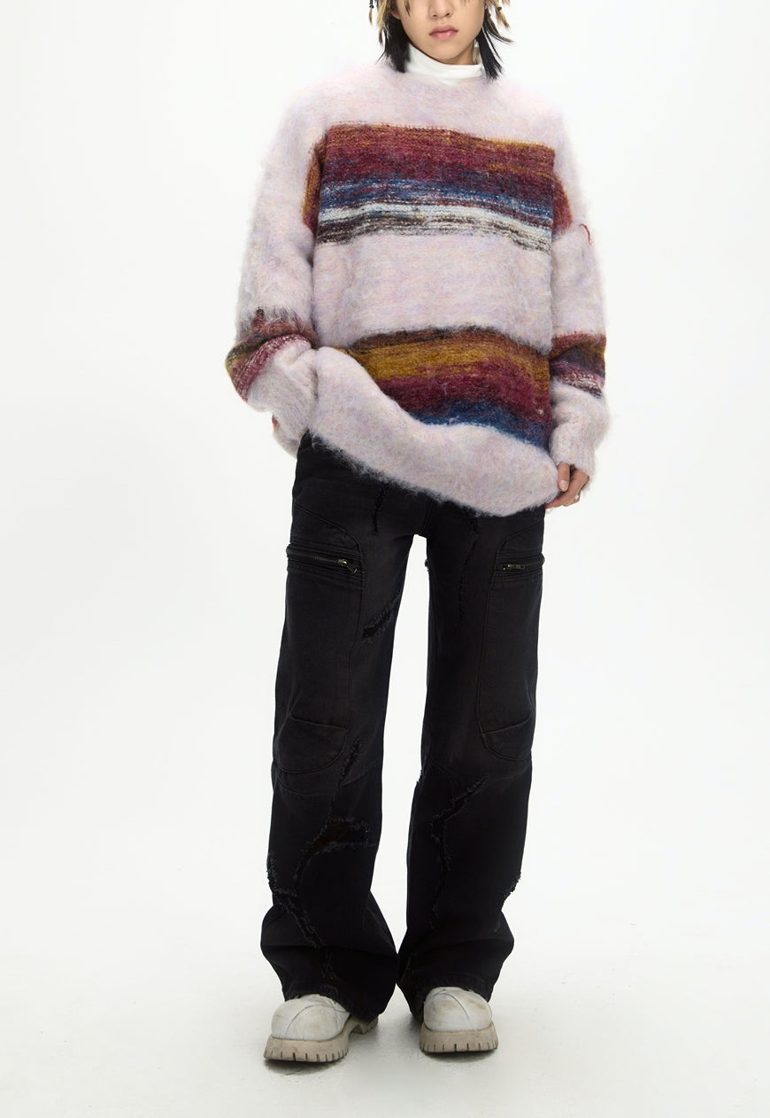 Men's color textured sweater