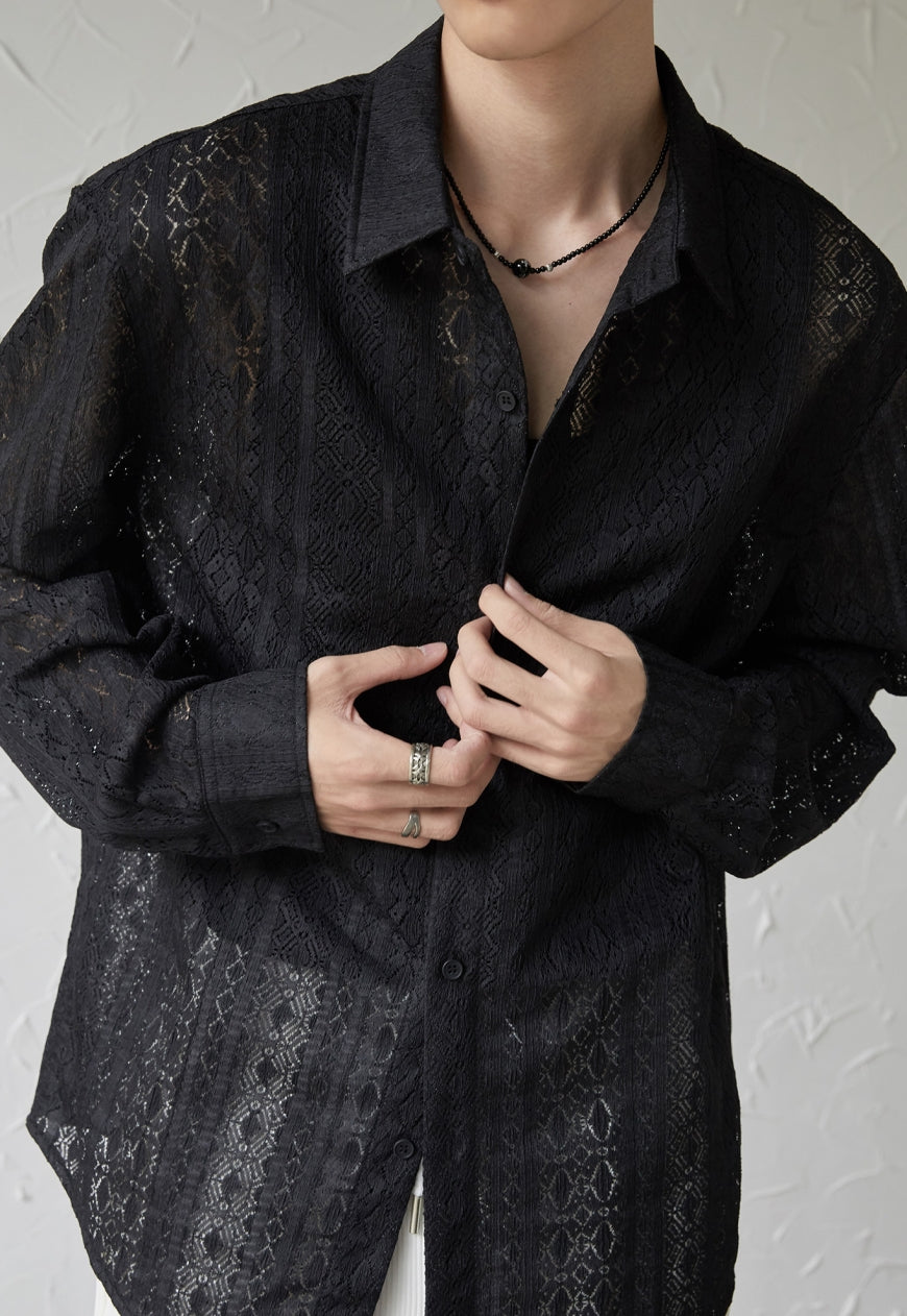 UZIP DESIGN Men's color cutout pattern shirt