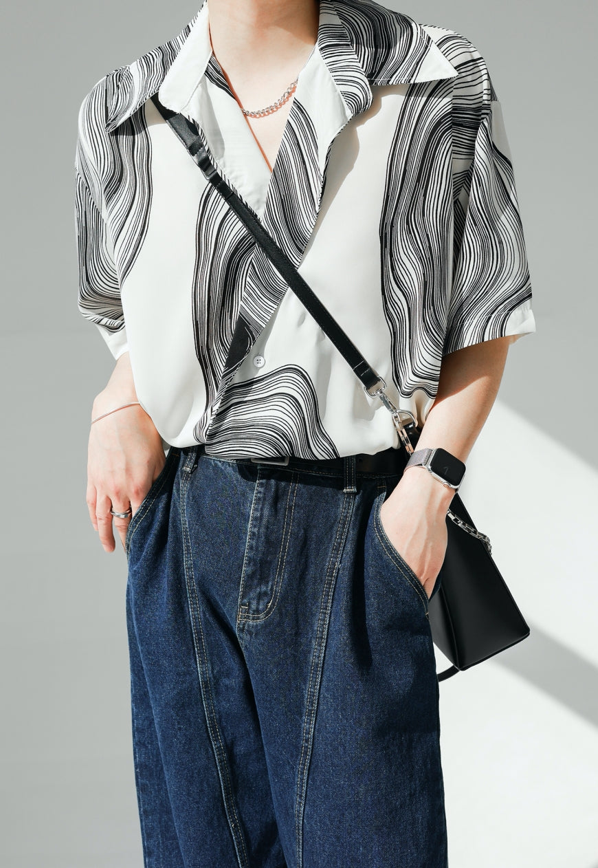 UZIP DESIGN Men's fashion abstract pattern shirt