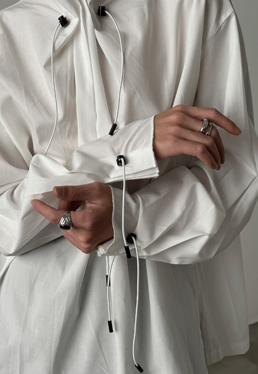 Men's drawstring neckline shirt