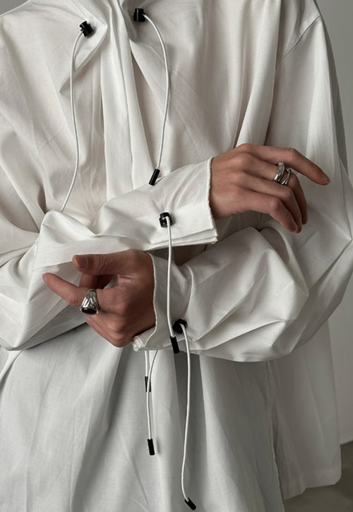 Men's drawstring neckline shirt