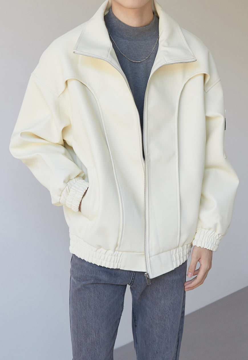Men's Textured design leather jacket