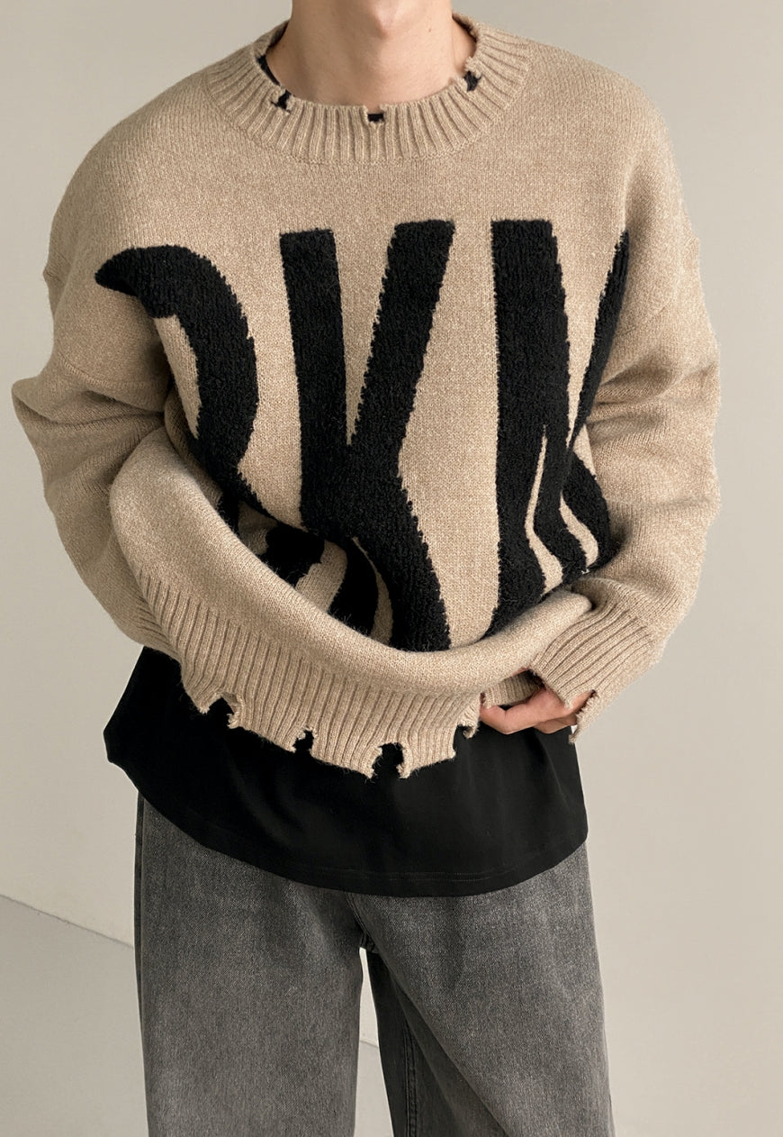 UZIP DESIGN MEN'S letter fashion sweater