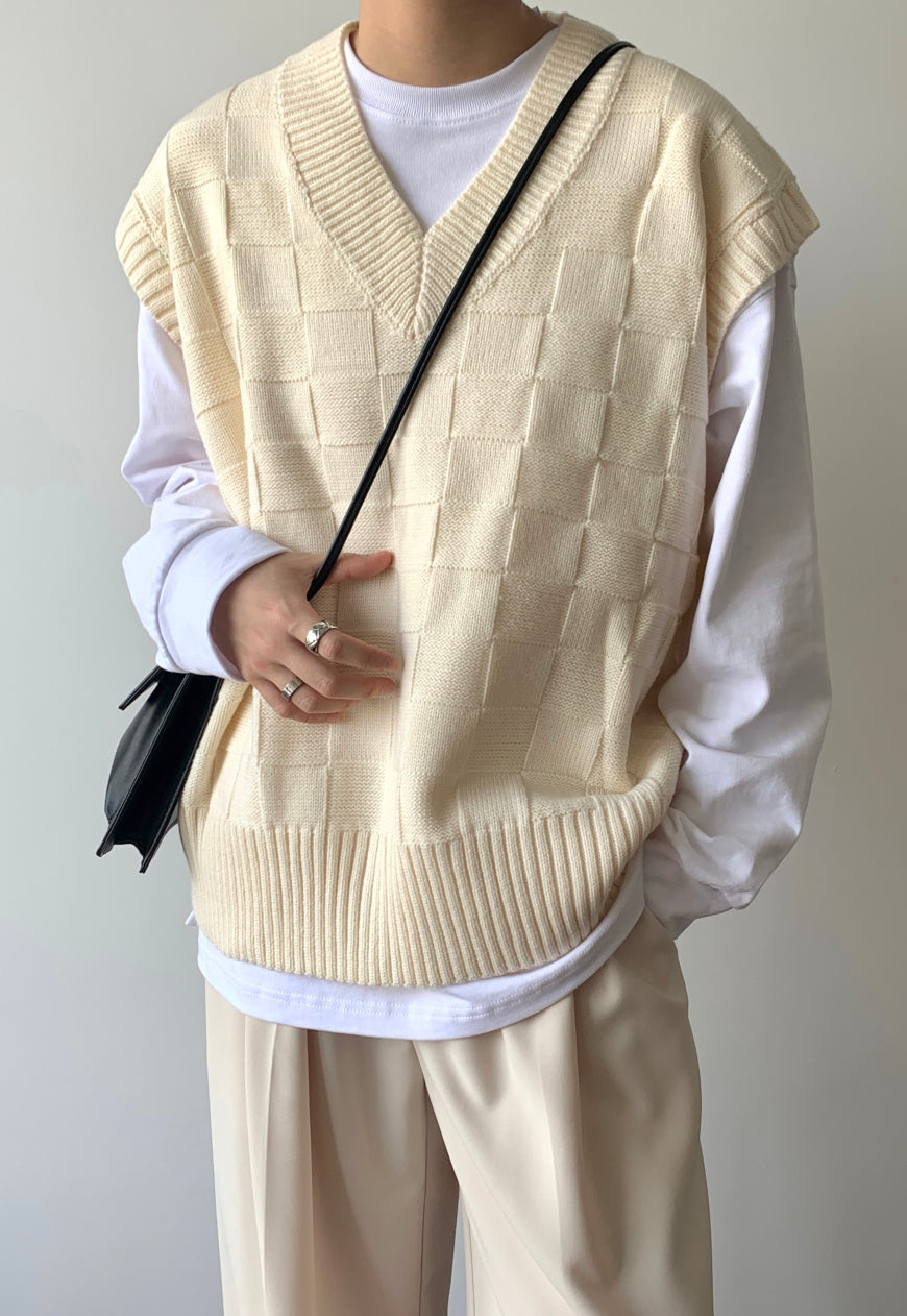 Men's plaid knitted vest