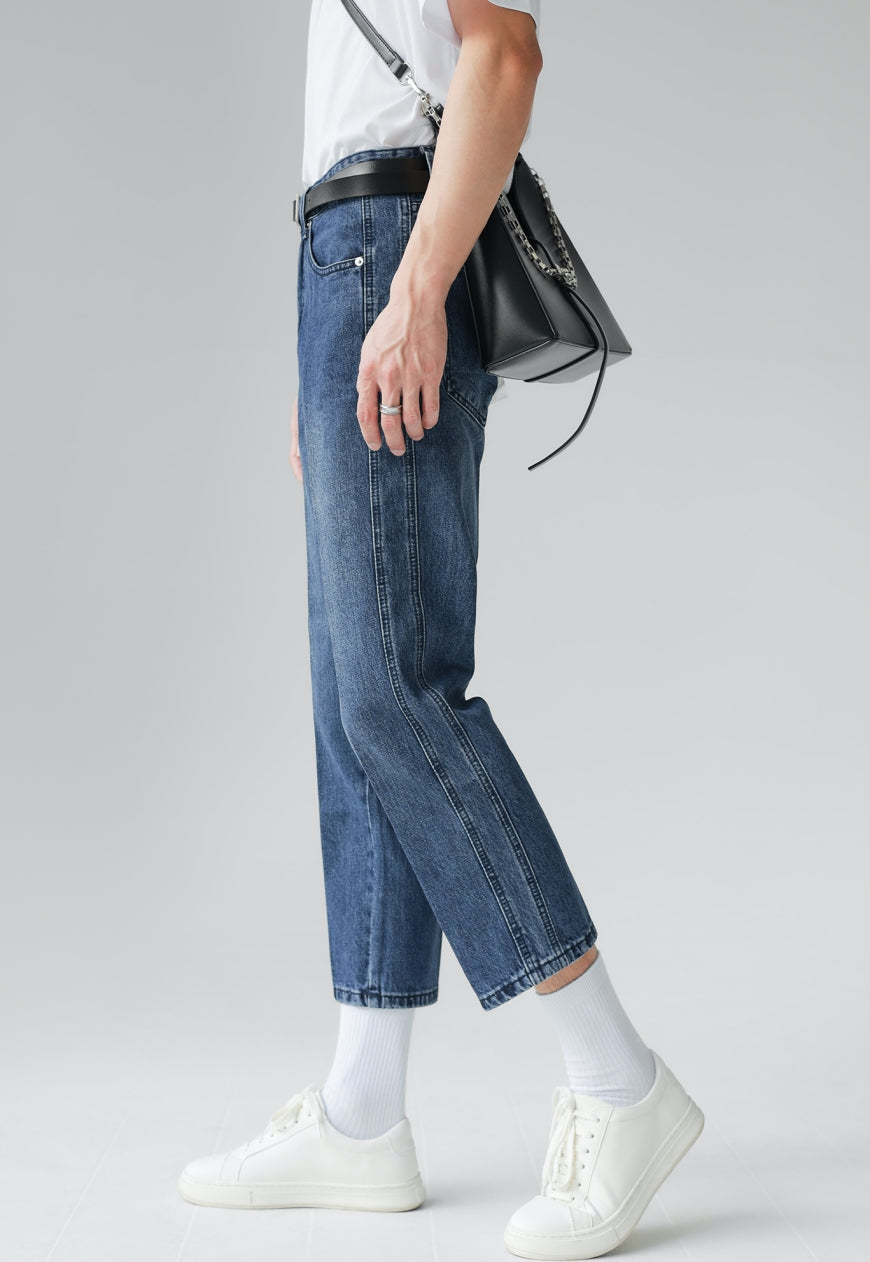 UZIP DESIGN Men's vintage solid color jeans