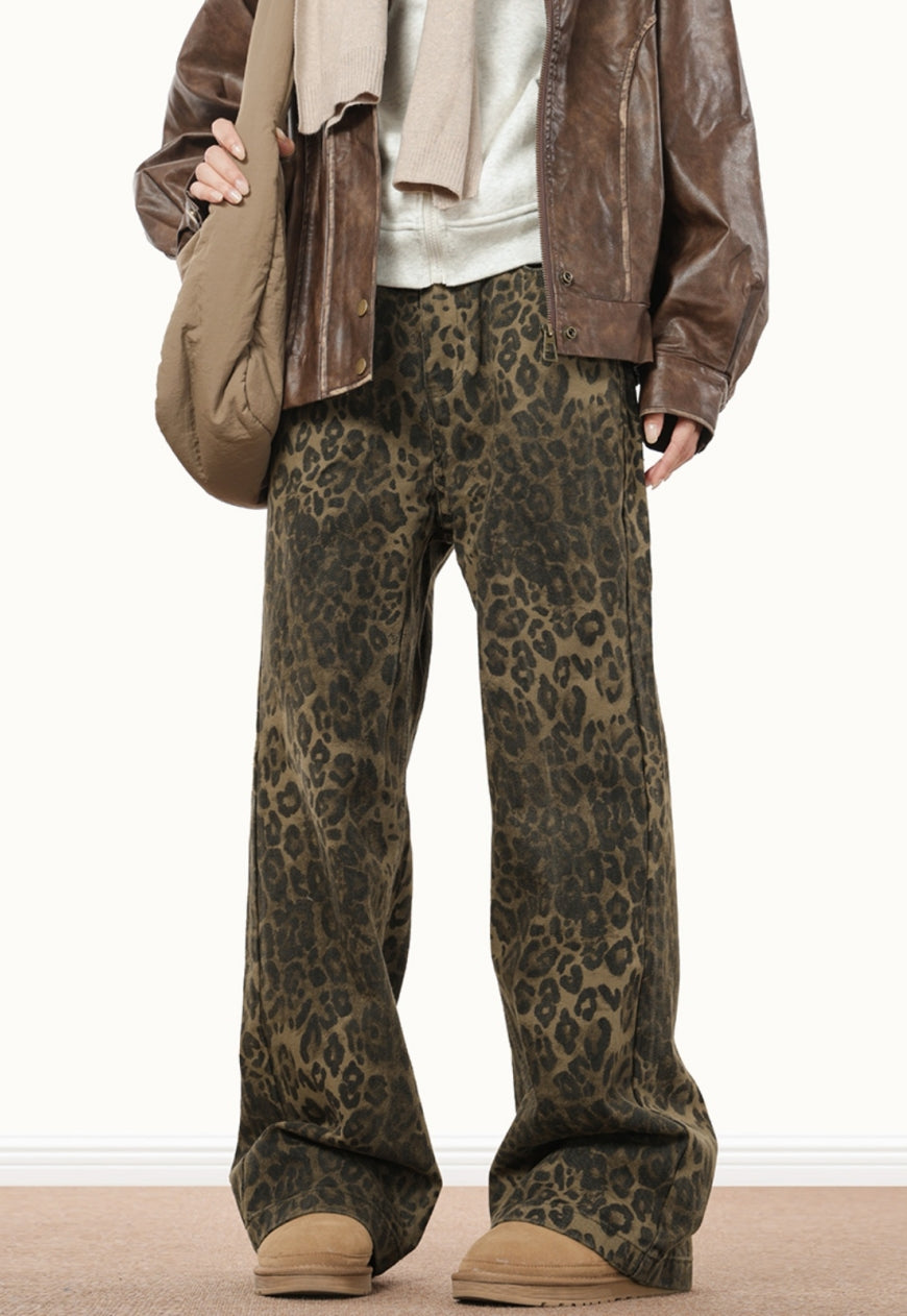 Men's Vintage leopard print jeans