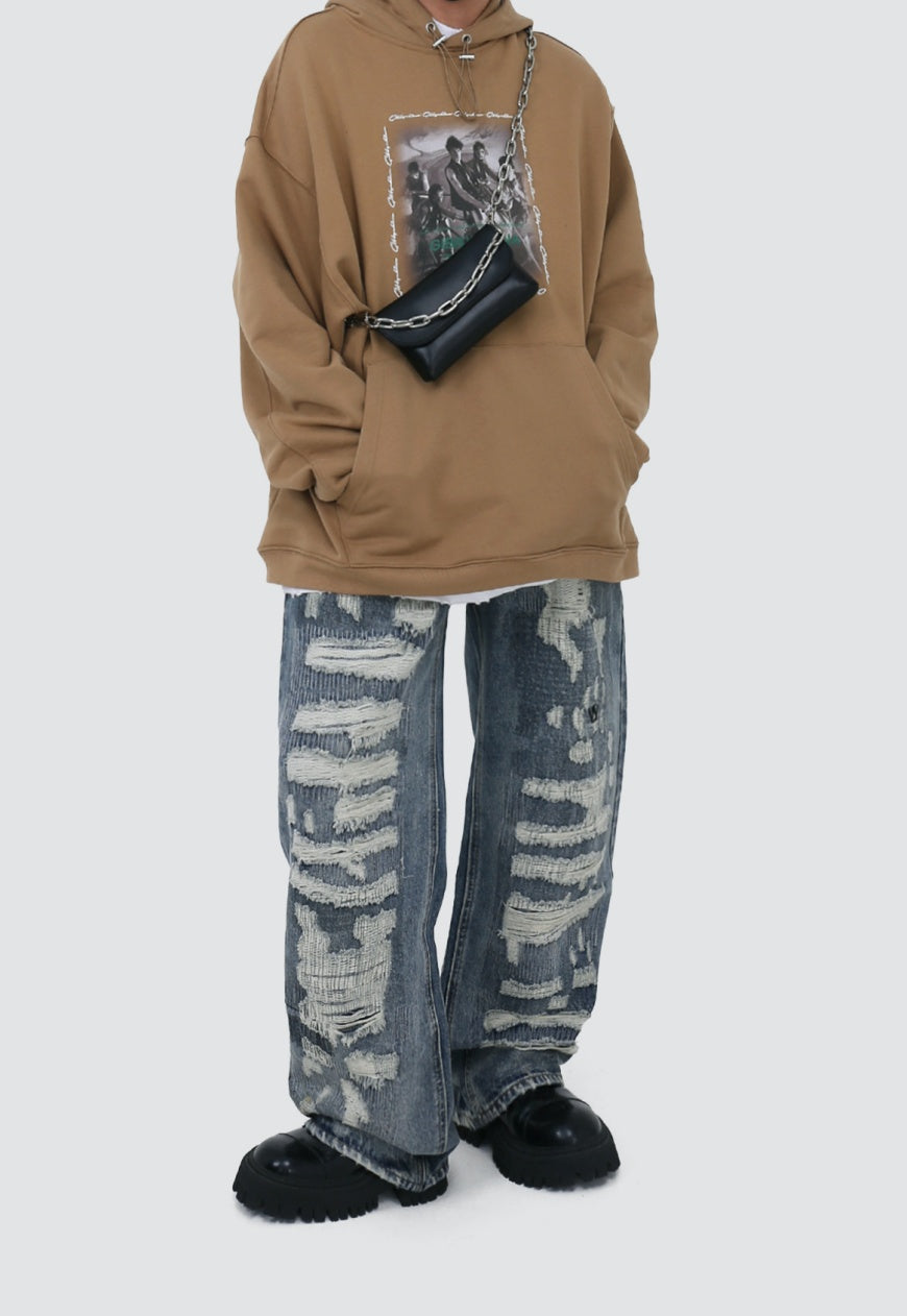 UZIP DESIGN Men's ripped jeans