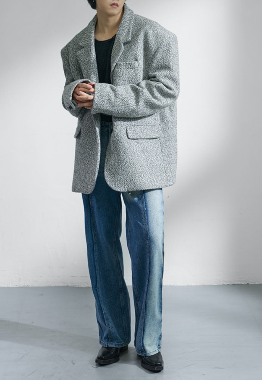 Men's Oversized Twill Texture Suit Jacket