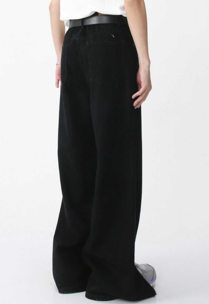 Men's slit denim trousers