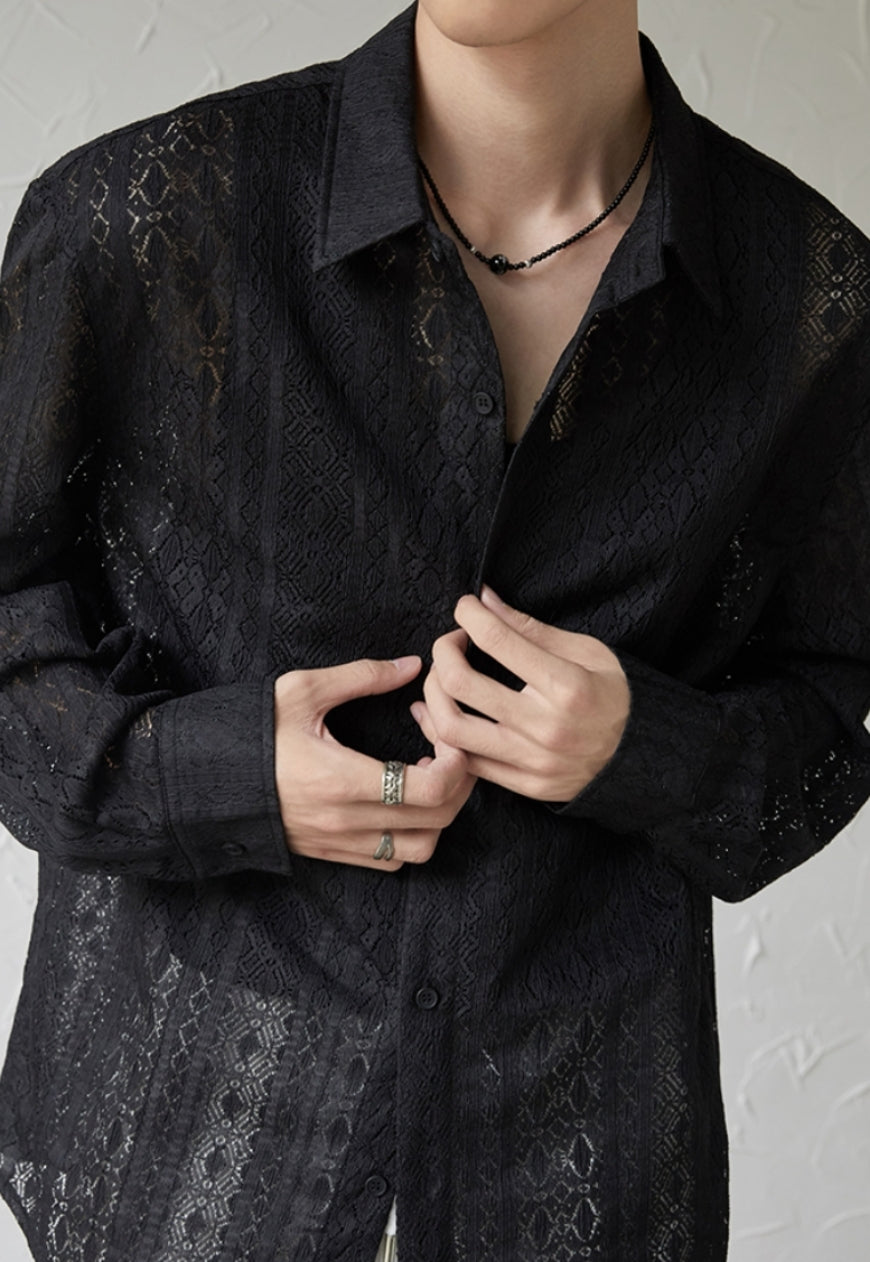 UZIP DESIGN Men's color cutout pattern shirt