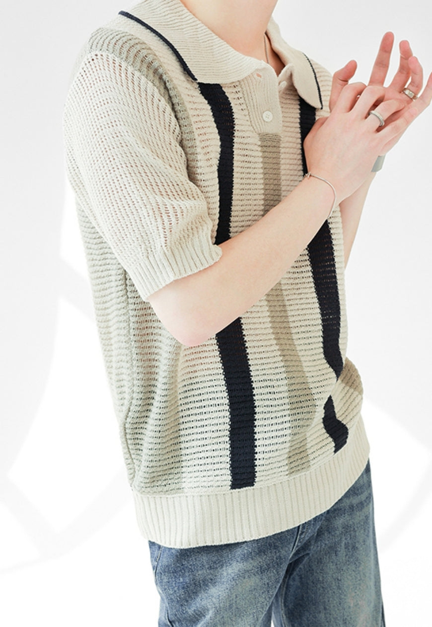 Men's premium striped polo top