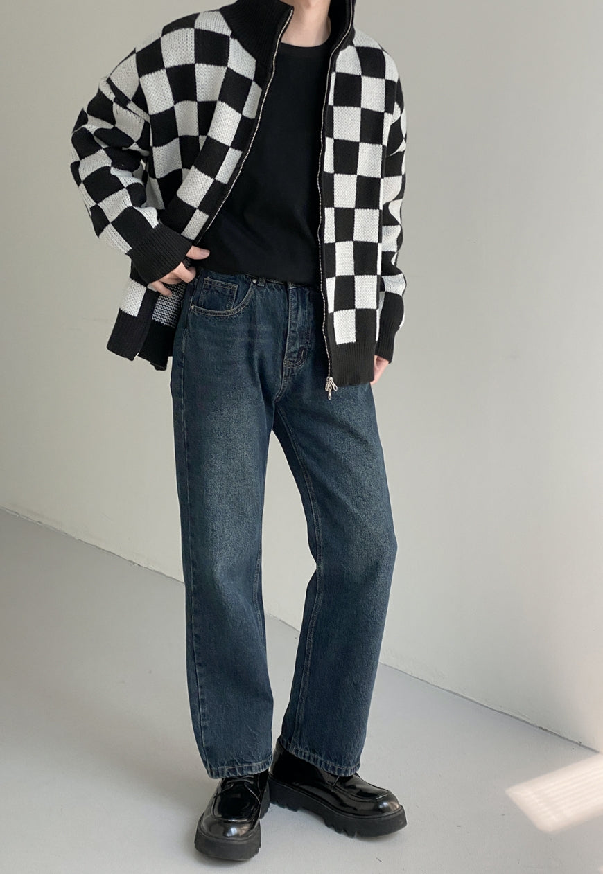 UZIP DESIGN Men's Checkerboard Knit Cardigan